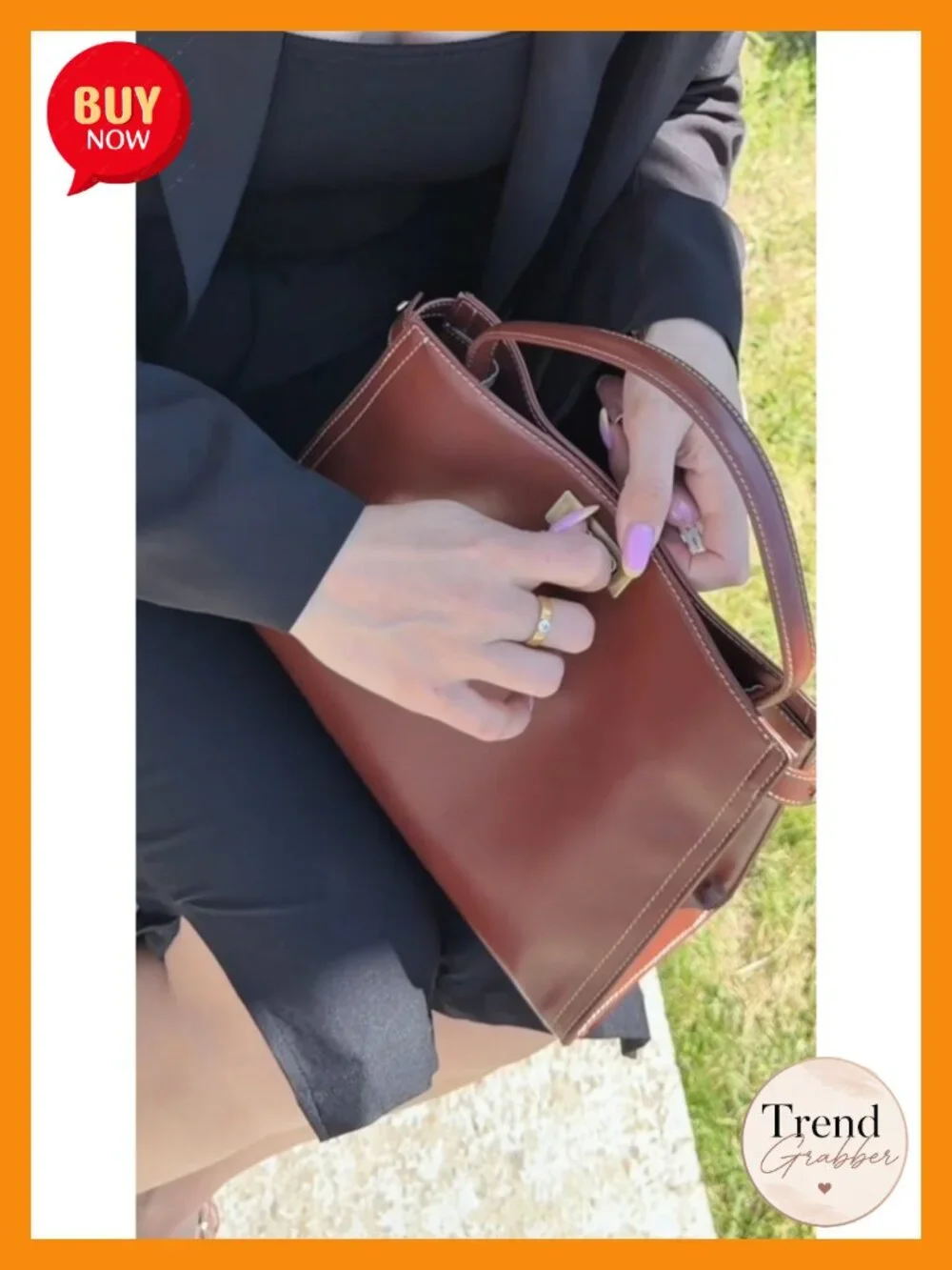 Genuine Leather Purse Women's Convertible 3-Way Crossbody Bag with Metal Feet
